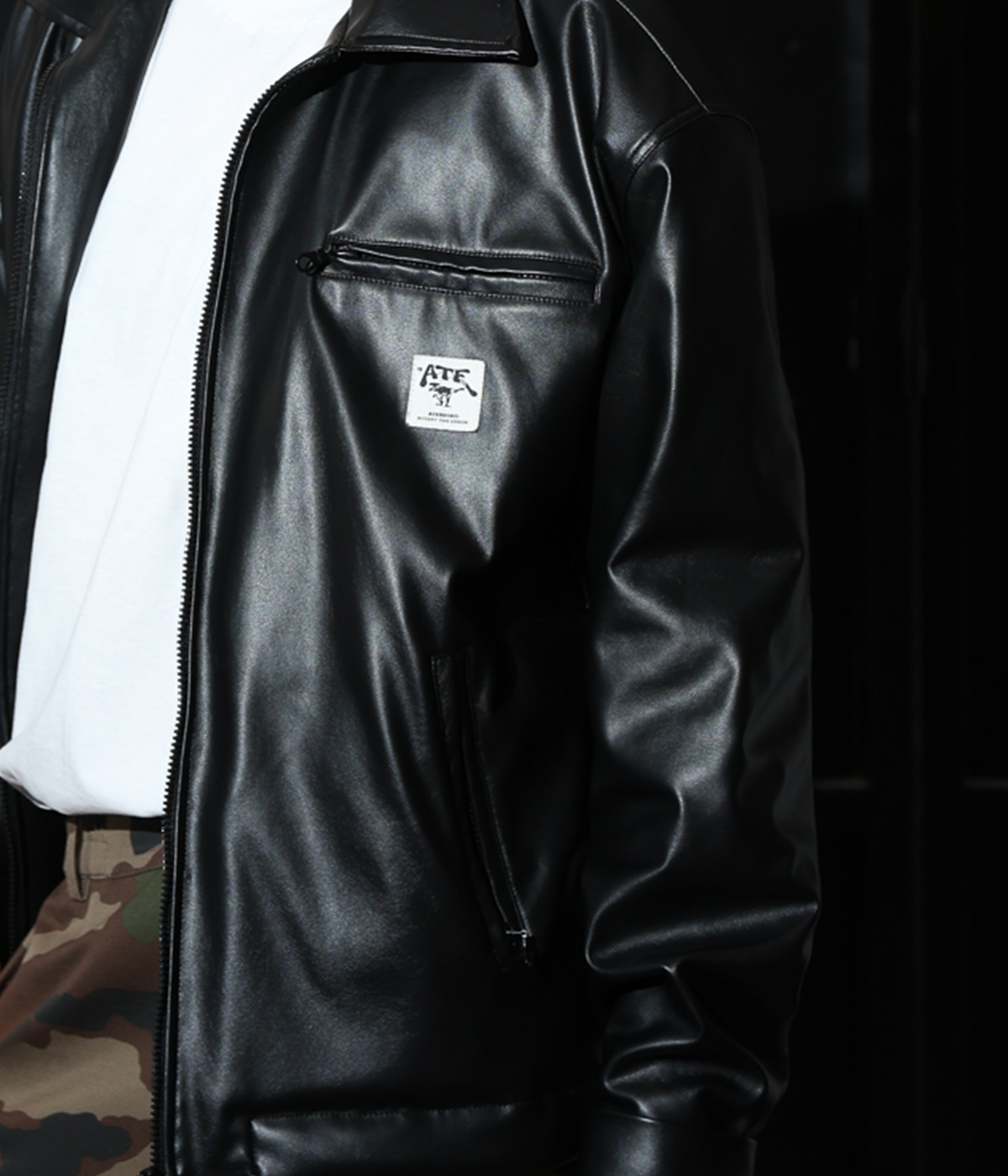 Black Faux Leather Jacket ATE "Bonequake"