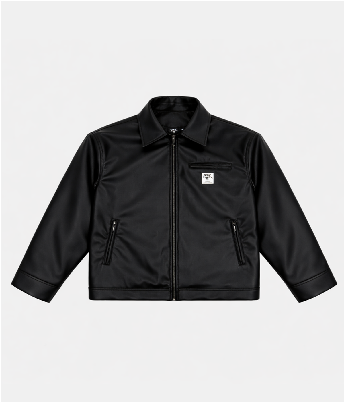 Black Faux Leather Jacket ATE 