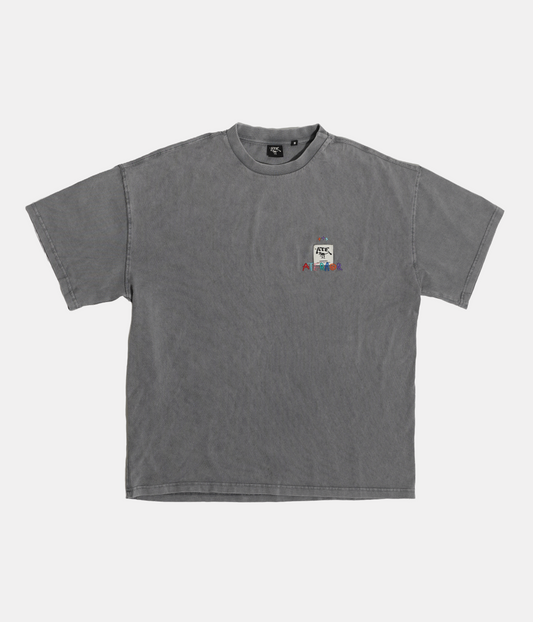 Gray Acid Wash T-Shirt ATE "Aterror Color Patch"