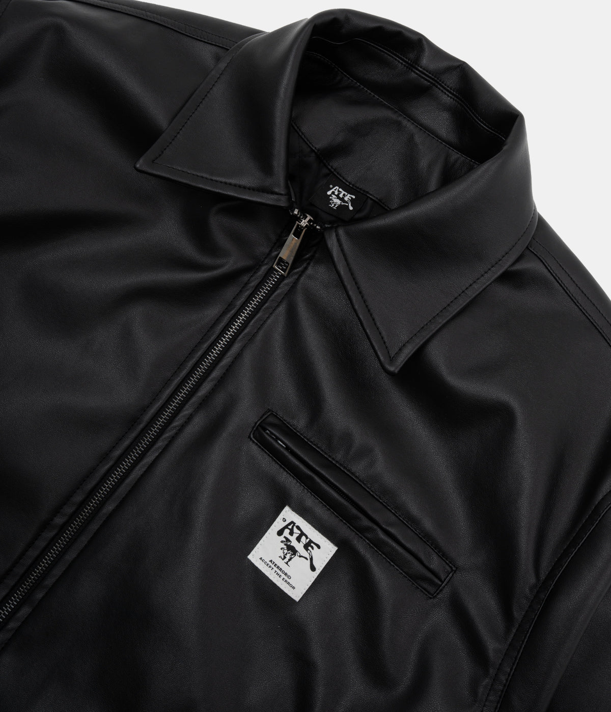 Black Faux Leather Jacket ATE "Bonequake"