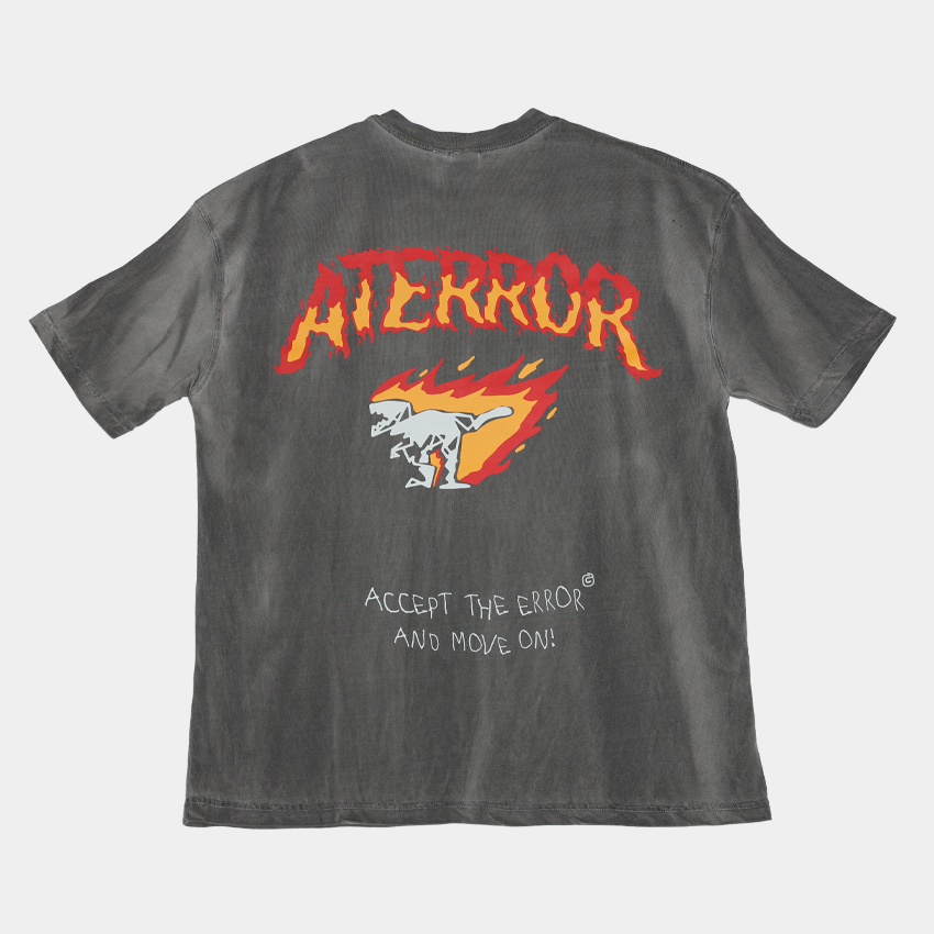 Grey T-Shirt Acid Wash ATE ''Fire Logo''